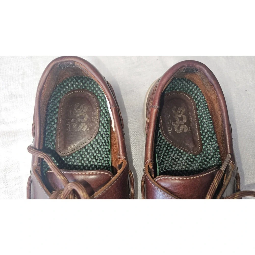 SAS Mens Brown Leather Lace Up Shoes Moc Toe Comfort Casual Walking Size 10.5